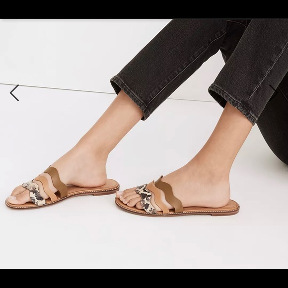 Madewell Wavy Sandals in Snake Embossed Leather